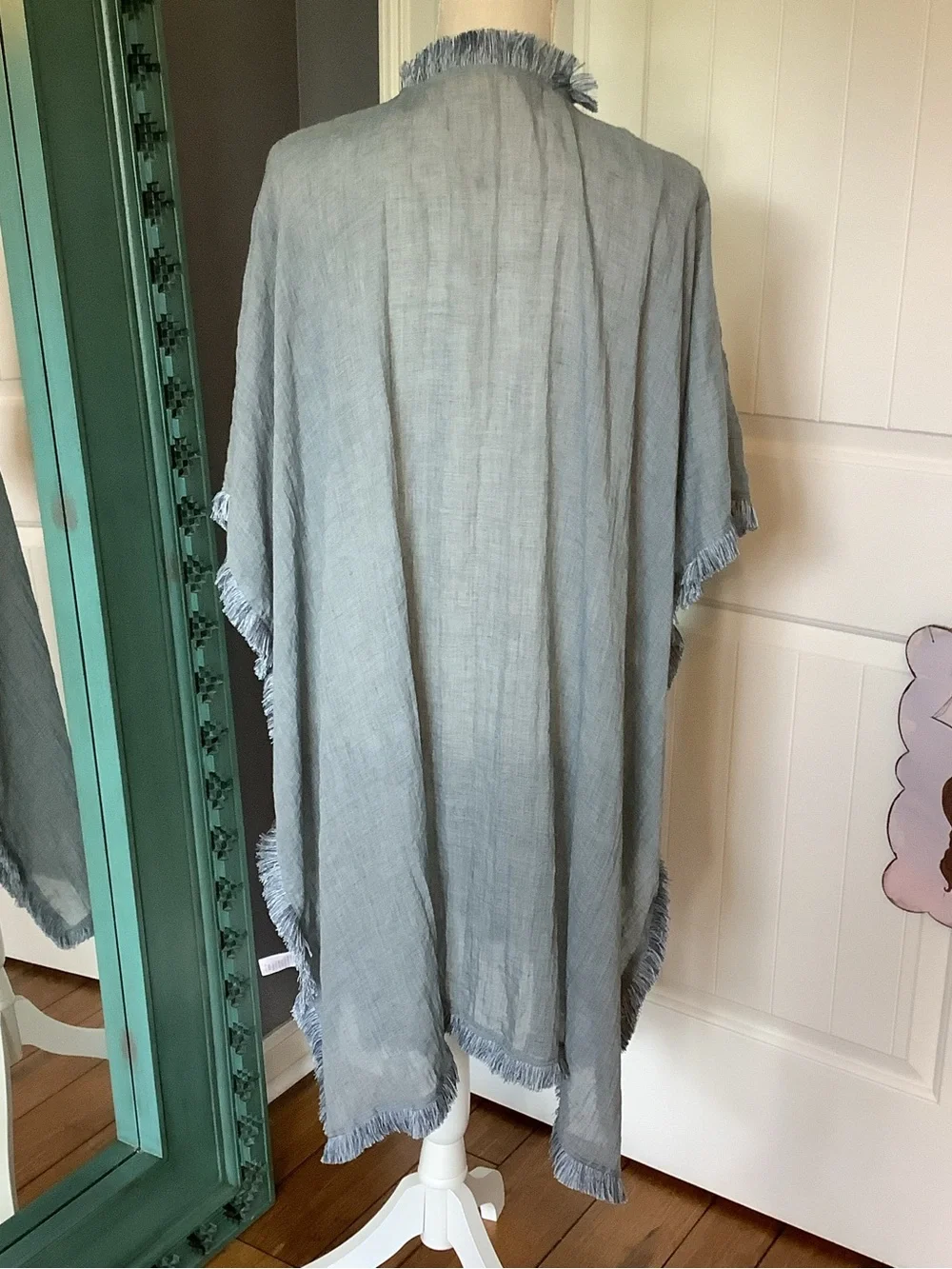 Kori Light Blue Fringed Wrap